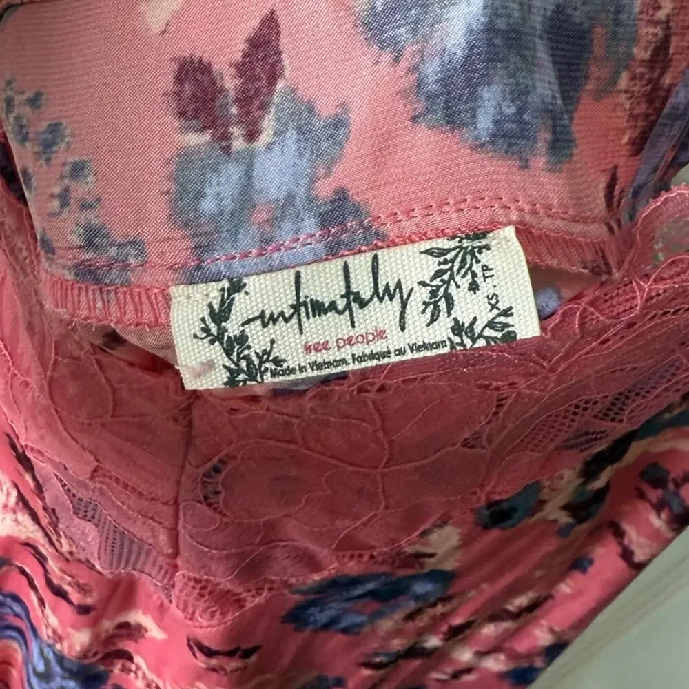 Free People First Date Maxi Slip Dress Sweet Pink Combo XS